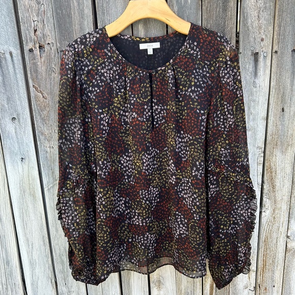 Joie Baltasar Silk Floral Print Blouse Top Midnight Black L - Picture 16 of 16